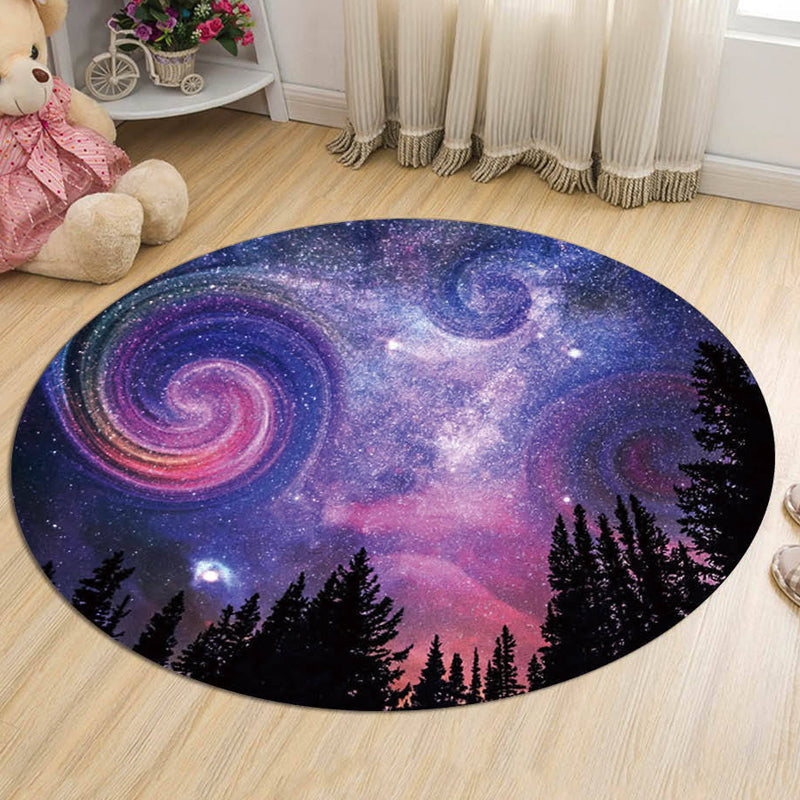 Avtoit | Nordic Galaxy Pattern Rug Black and Blue Kids Rug Polyester Pet Friendly Washable Rug for the Children's Room