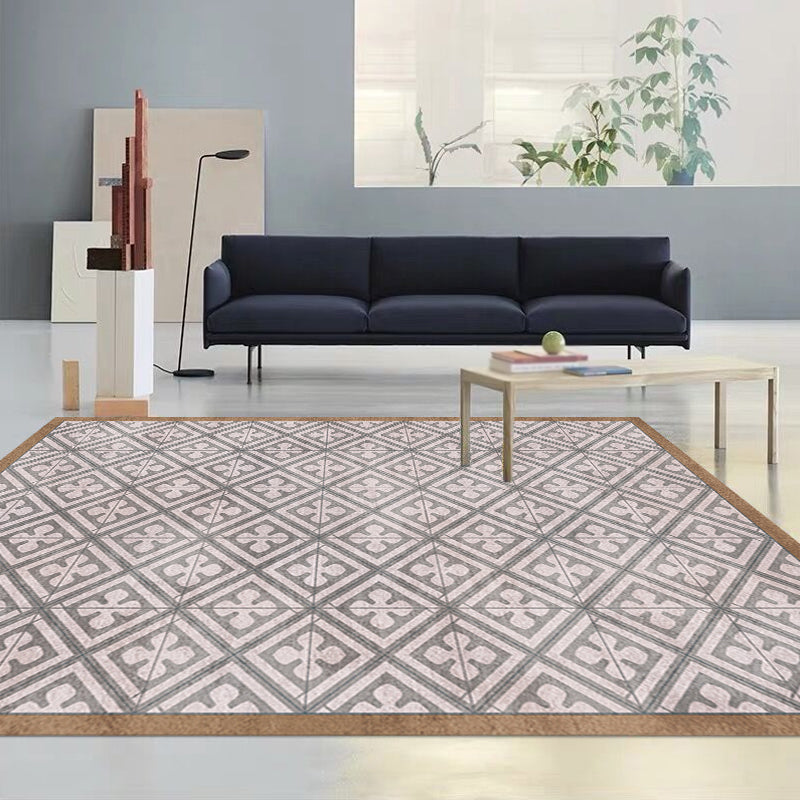 Avtoit | Retro Tribal geometric pattern rug Brown and Blue rug Polyester washable pet-friendly non-slip rug for living room