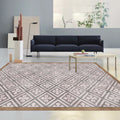 Avtoit | Retro Tribal geometric pattern rug Brown and Blue rug Polyester washable pet-friendly non-slip rug for living room