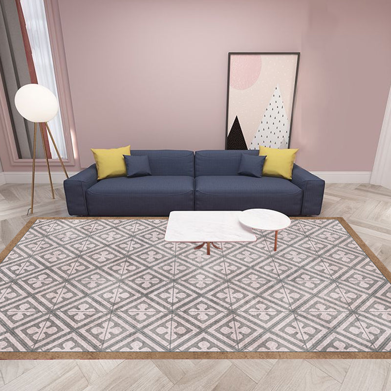 Avtoit | Retro Tribal geometric pattern rug Brown and Blue rug Polyester washable pet-friendly non-slip rug for living room