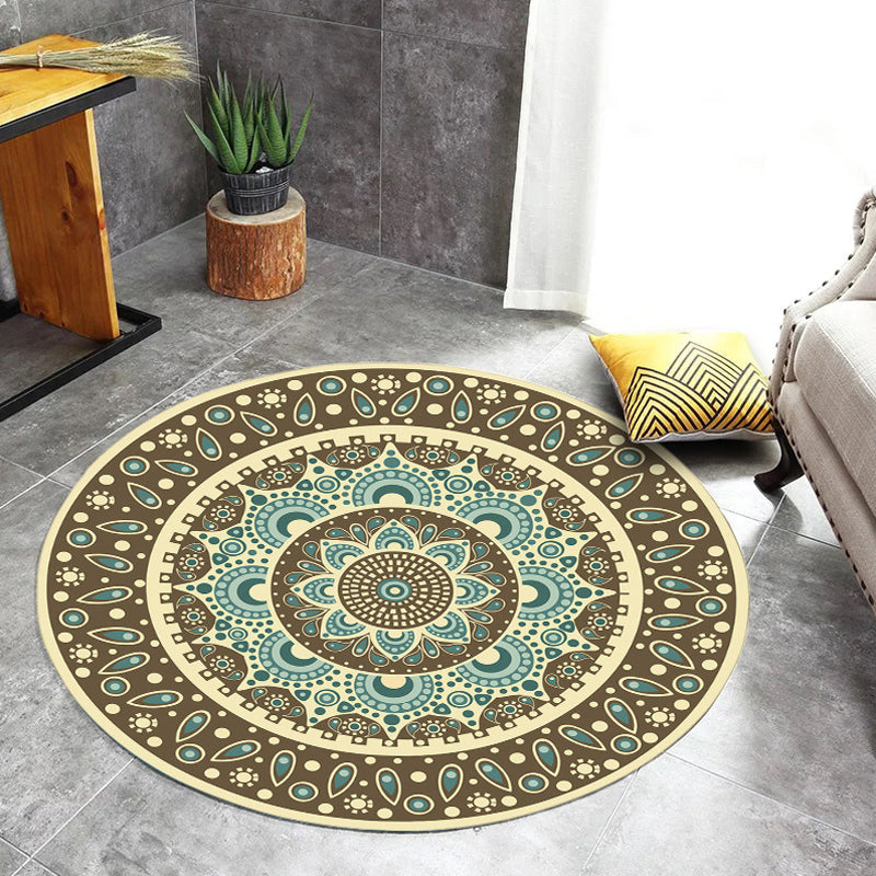 Avtoit | Moroccan Floral Pattern Rug Multicolor Synthetic Rug Washable Pet Friendly Non-Slip Living Room Rug for Bedroom