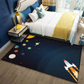 Avtoit | Stylish Outer Space Pattern Rug Blue and Black Children's Rug Polyester Washable Pet-Friendly Non-Slip Rug for the Children's Room