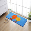 Avtoit | Blue and orange children's carpet polyester leaf and flower pattern carpet pet-friendly washable non-slip backing carpet for decoration