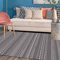 Avtoit | Retro striped pattern rug gray polyester washable pet-friendly non-slip rug for living room