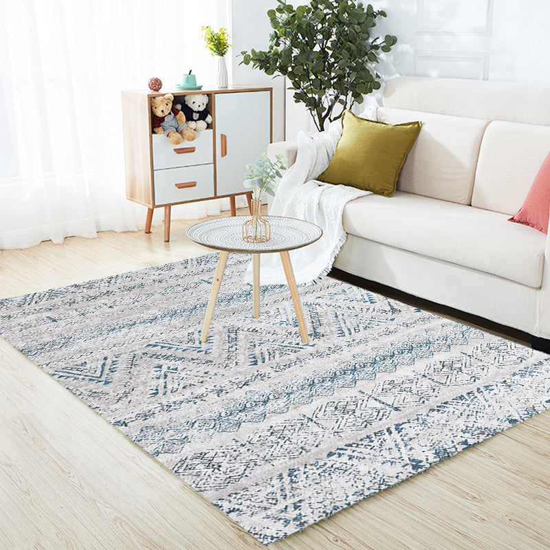 Avtoit | Retro striped pattern rug gray polyester washable pet-friendly non-slip rug for living room