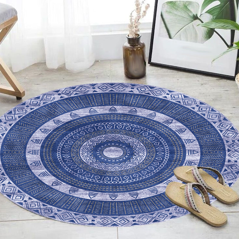 Avtoit | Moroccan tribal circles pattern rug multicolor boho rug polyester pet-friendly non-slip backing washable area rug for the living room