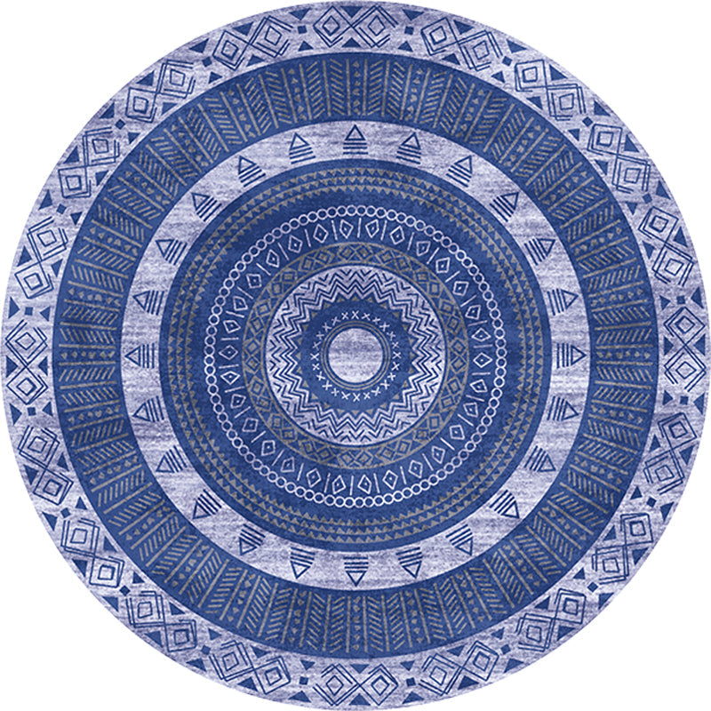 Avtoit | Moroccan tribal circles pattern rug multicolor boho rug polyester pet-friendly non-slip backing washable area rug for the living room