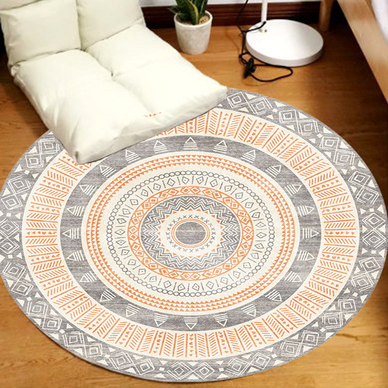 Avtoit | Moroccan tribal circles pattern rug multicolor boho rug polyester pet-friendly non-slip backing washable area rug for the living room