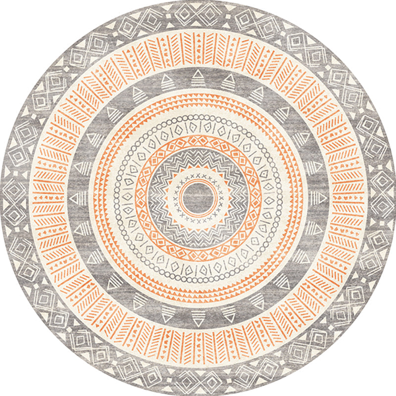 Avtoit | Moroccan tribal circles pattern rug multicolor boho rug polyester pet-friendly non-slip backing washable area rug for the living room