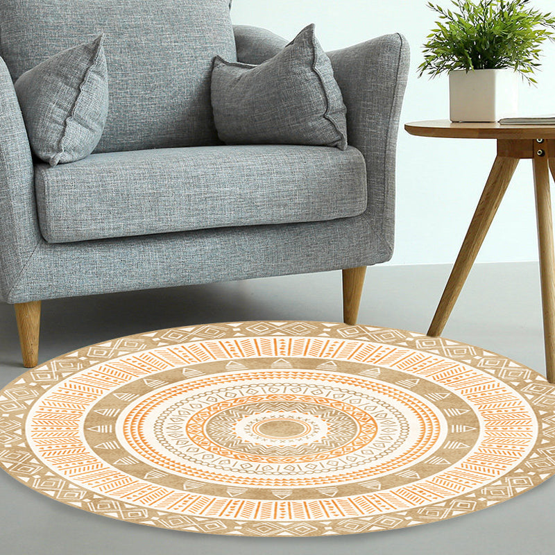 Avtoit | Moroccan tribal circles pattern rug multicolor boho rug polyester pet-friendly non-slip backing washable area rug for the living room