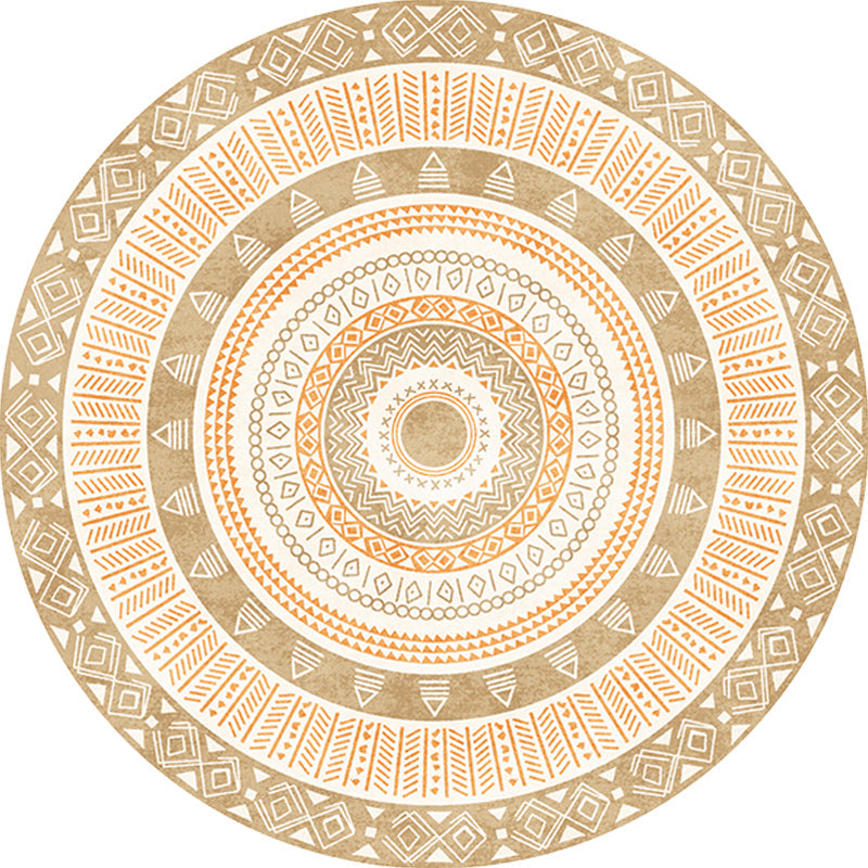 Avtoit | Moroccan tribal circles pattern rug multicolor boho rug polyester pet-friendly non-slip backing washable area rug for the living room