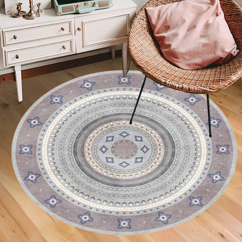 Avtoit | Moroccan tribal circles pattern rug multicolor boho rug polyester pet-friendly non-slip backing washable area rug for the living room