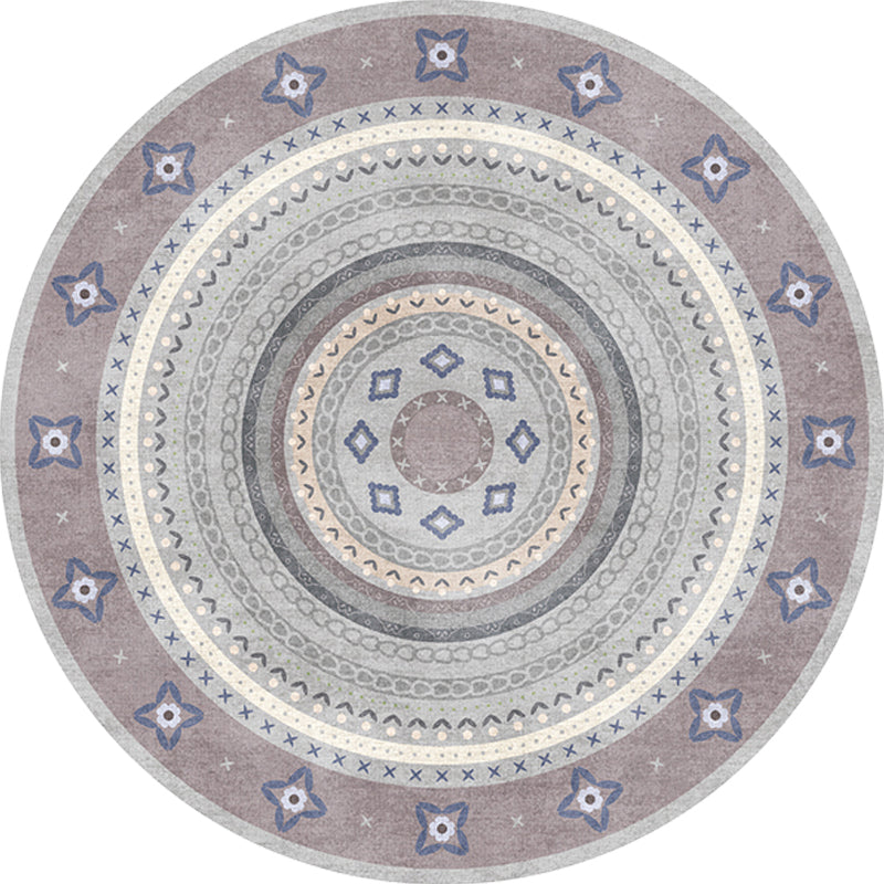 Avtoit | Moroccan tribal circles pattern rug multicolor boho rug polyester pet-friendly non-slip backing washable area rug for the living room