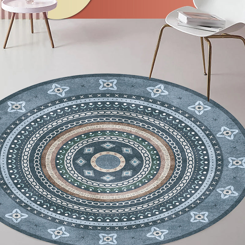 Avtoit | Moroccan tribal circles pattern rug multicolor boho rug polyester pet-friendly non-slip backing washable area rug for the living room