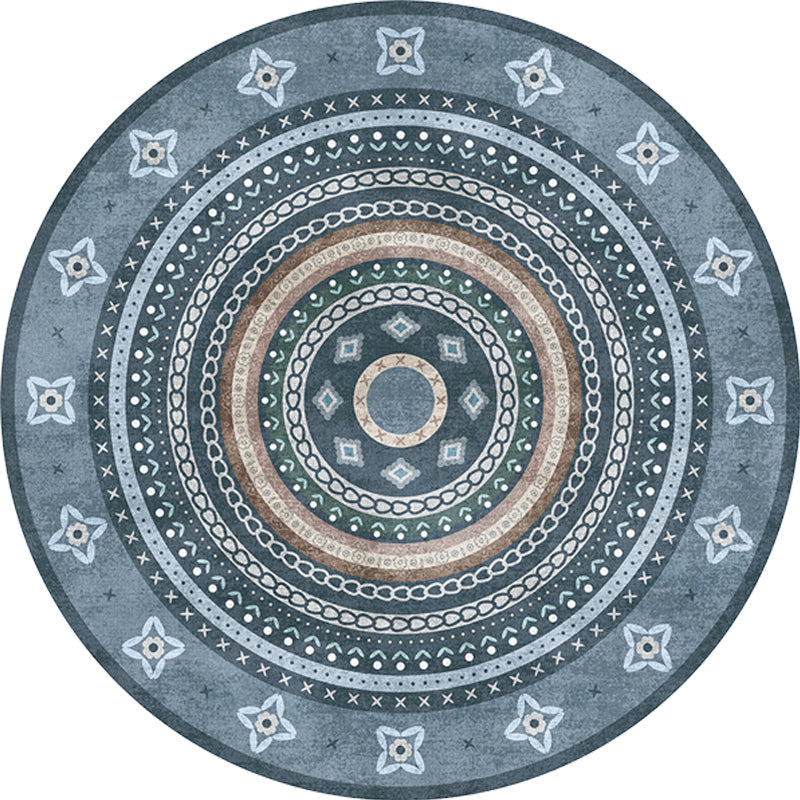 Avtoit | Moroccan tribal circles pattern rug multicolor boho rug polyester pet-friendly non-slip backing washable area rug for the living room
