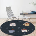 Avtoit | Kids Coffee Pattern Rug Black Polyester Rug Washable Pet Friendly Non-Slip Area Rug for the Children's Room
