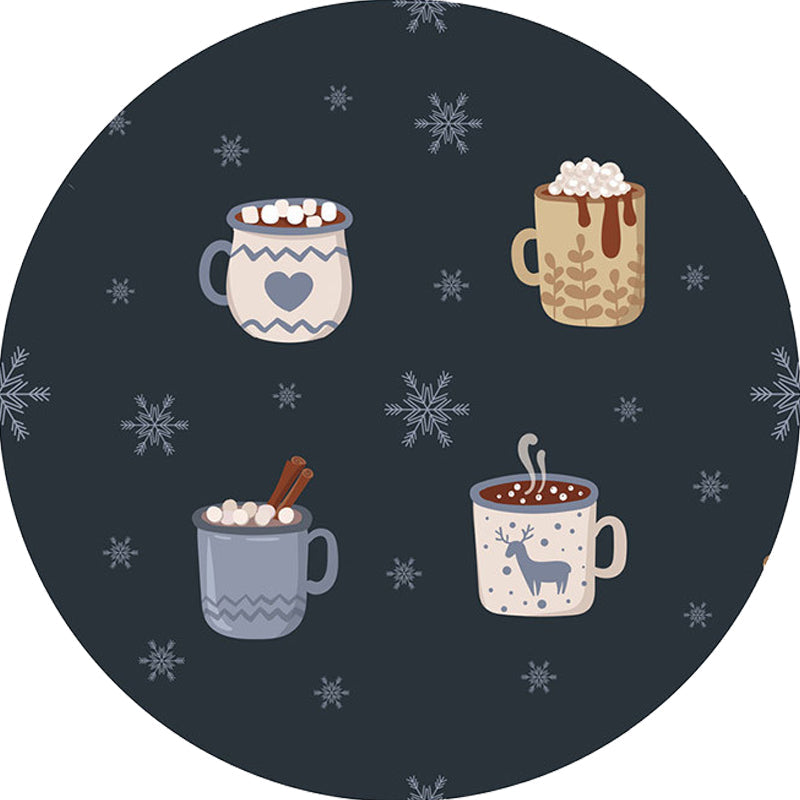 Avtoit | Kids Coffee Pattern Rug Black Polyester Rug Washable Pet Friendly Non-Slip Area Rug for the Children's Room