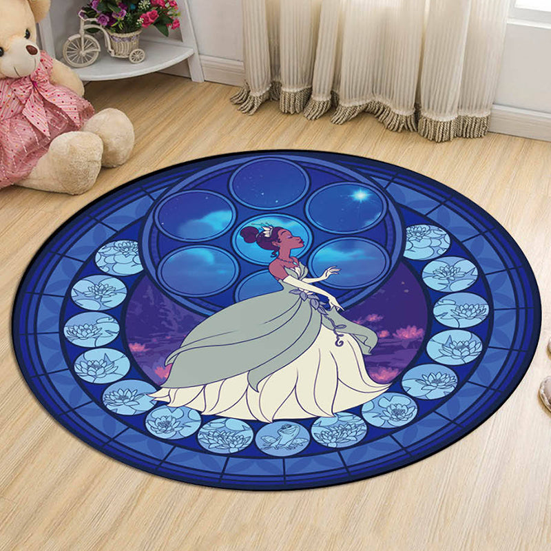 Avtoit | Kids Cartoon Princess Pattern Rug Multicolor Polyester Rug Washable Pet-Friendly Non-Slip Rug for the Kids' Room