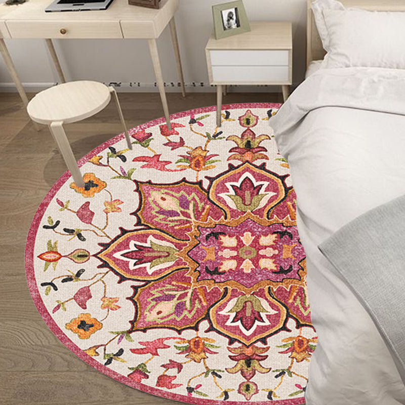 Avtoit | Moroccan tribal floral pattern rug multicolored polyester rug machine washable pet friendly non-slip doormat for the living room