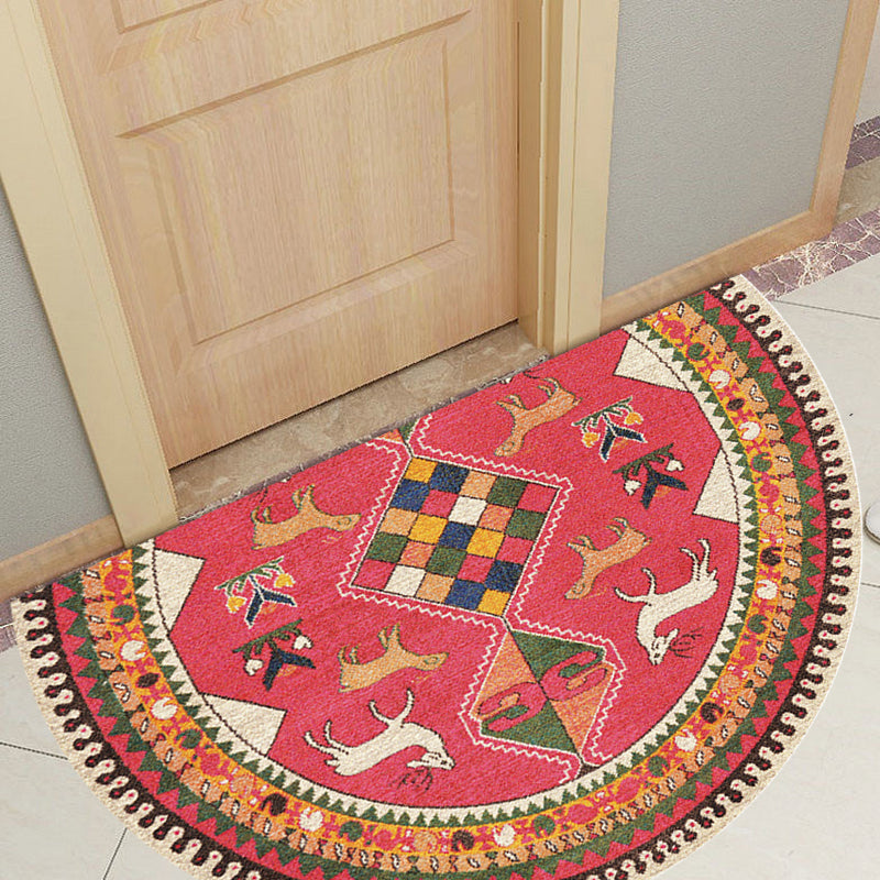 Avtoit | Moroccan tribal floral pattern rug multicolored polyester rug machine washable pet friendly non-slip doormat for the living room