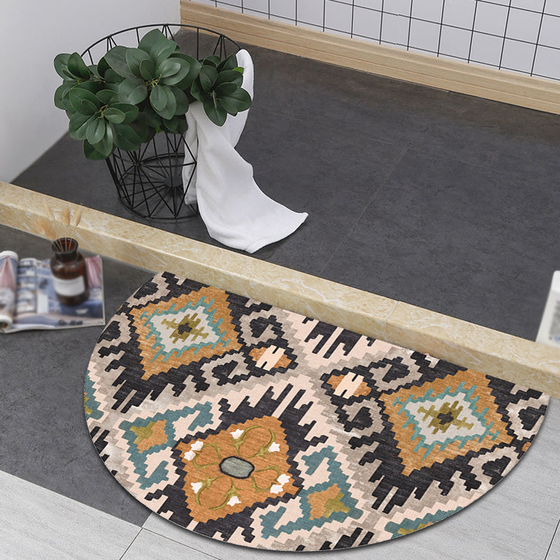 Avtoit | Moroccan tribal floral pattern rug multicolored polyester rug machine washable pet friendly non-slip doormat for the living room