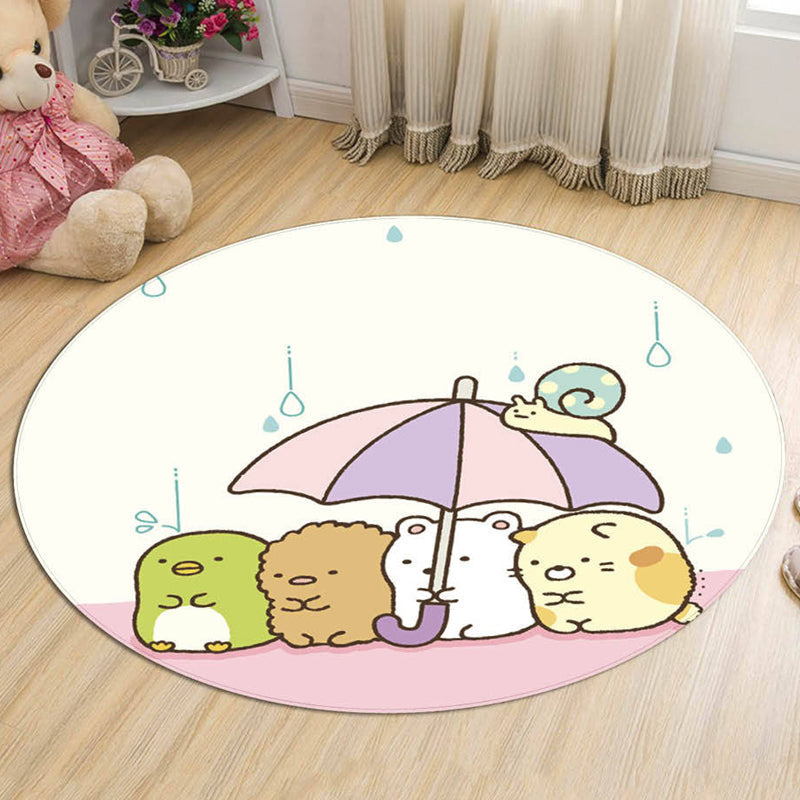 Avtoit | Stylish Cartoon Animal Pattern Carpet Multicolor Children's Carpet Polyester Washable Pet-Friendly Non-Slip Rug for Children's Room
