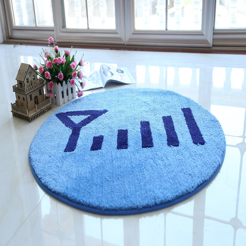 Avtoit | Blue and Red Children's Carpet Polyester Home and Battery Pattern Carpet Pet Friendly Washable Non-Slip Back Carpet for Decoration