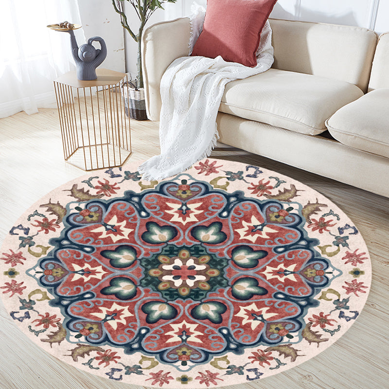 Avtoit | Unique Flower Pattern Rug Colorful Moroccan Rug Polyester Pet Friendly Non-Slip Back Washable Rug for the Living Room