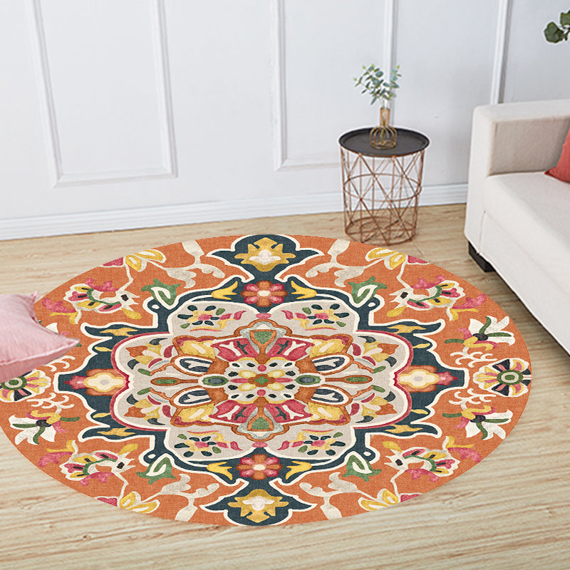 Avtoit | Unique Flower Pattern Rug Colorful Moroccan Rug Polyester Pet Friendly Non-Slip Back Washable Rug for the Living Room