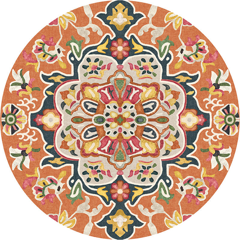 Avtoit | Unique Flower Pattern Rug Colorful Moroccan Rug Polyester Pet Friendly Non-Slip Back Washable Rug for the Living Room