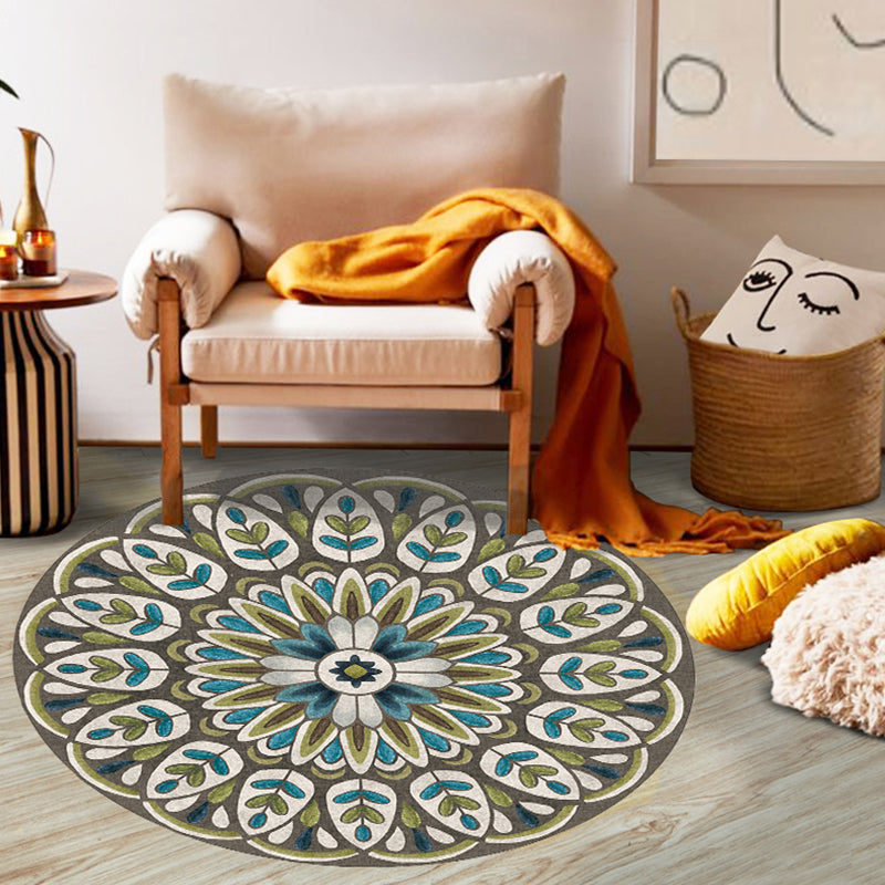 Avtoit | Unique Flower Pattern Rug Colorful Moroccan Rug Polyester Pet Friendly Non-Slip Back Washable Rug for the Living Room