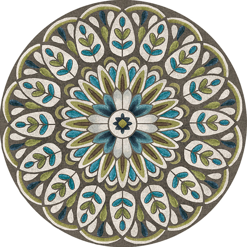 Avtoit | Unique Flower Pattern Rug Colorful Moroccan Rug Polyester Pet Friendly Non-Slip Back Washable Rug for the Living Room