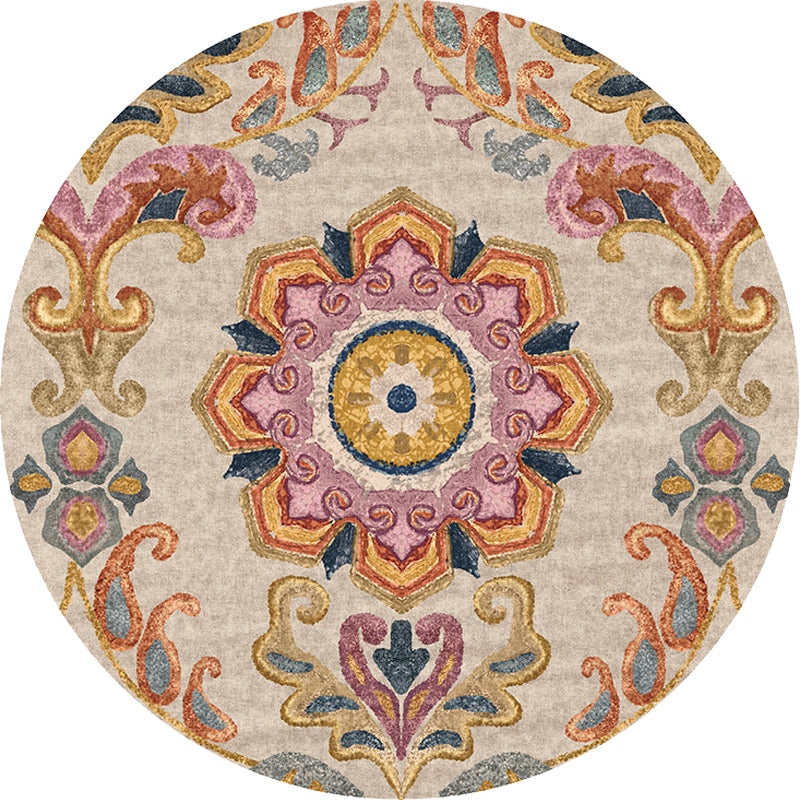 Avtoit | Unique Flower Pattern Rug Colorful Moroccan Rug Polyester Pet Friendly Non-Slip Back Washable Rug for the Living Room
