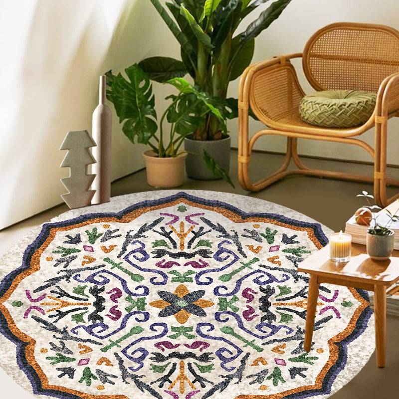 Avtoit | Unique Flower Pattern Rug Colorful Moroccan Rug Polyester Pet Friendly Non-Slip Back Washable Rug for the Living Room