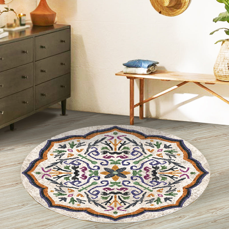 Avtoit | Unique Flower Pattern Rug Colorful Moroccan Rug Polyester Pet Friendly Non-Slip Back Washable Rug for the Living Room
