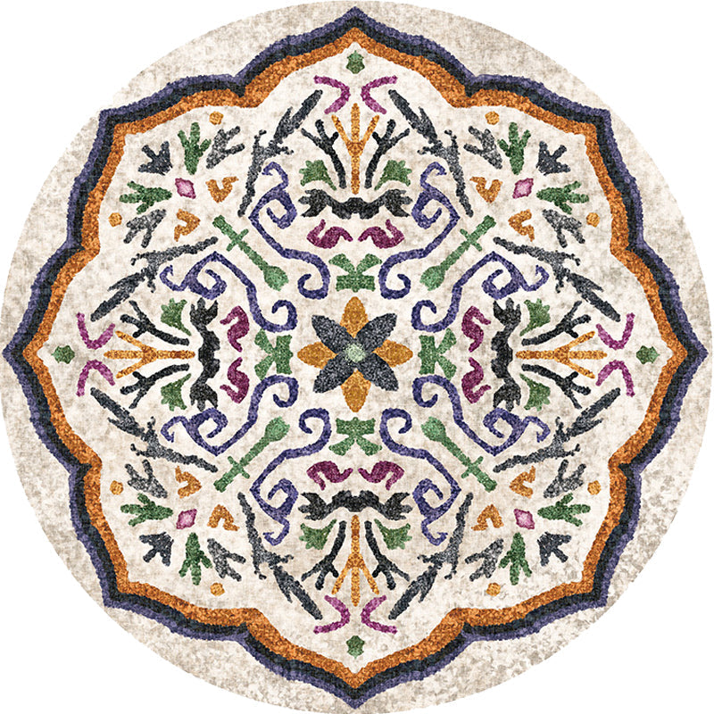 Avtoit | Unique Flower Pattern Rug Colorful Moroccan Rug Polyester Pet Friendly Non-Slip Back Washable Rug for the Living Room