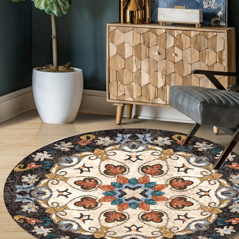 Avtoit | Unique Flower Pattern Rug Colorful Moroccan Rug Polyester Pet Friendly Non-Slip Back Washable Rug for the Living Room