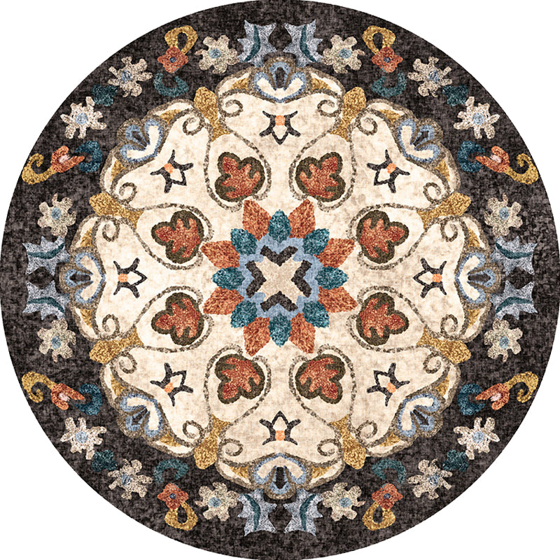 Avtoit | Unique Flower Pattern Rug Colorful Moroccan Rug Polyester Pet Friendly Non-Slip Back Washable Rug for the Living Room