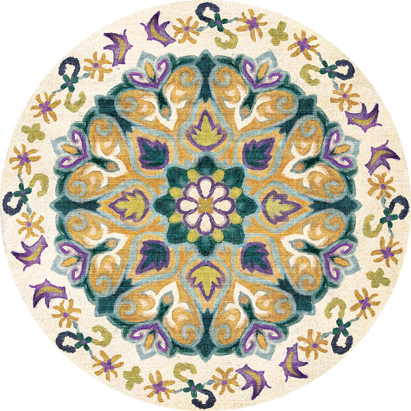 Avtoit | Unique Flower Pattern Rug Colorful Moroccan Rug Polyester Pet Friendly Non-Slip Back Washable Rug for the Living Room
