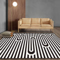 Avtoit | Modern Striped Pattern Carpet Black and White Polyester Carpet Washable Pet Friendly Non-Slip Area Rug for Living Room