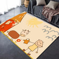 Avtoit | Cute Painting Pattern Rug Orange Kids Rug Polyester Pet Friendly Washable Area Rug for Kids Room