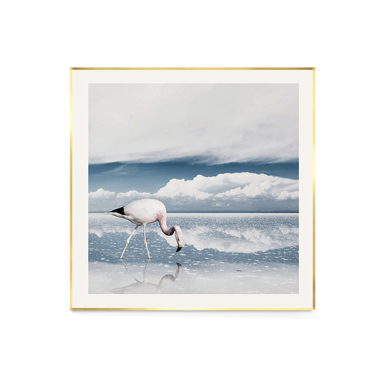 Avtoit | Lake and Flamingo Painting Tropical Style Canvas Wall Print, Multiple Sizes