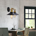 Avtoit | 2 heads wall light industrial stylish tapered shade metal wall sconces lighting in black/white for living room
