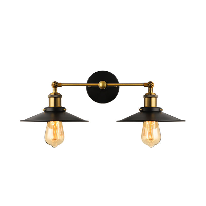 Avtoit | 2 heads wall light industrial stylish tapered shade metal wall sconces lighting in black/white for living room