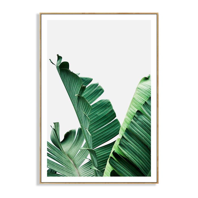 Avtoit | Green Banana Leaf Canvas Art Textured Tropical Bedroom Wall Decor, Different Size