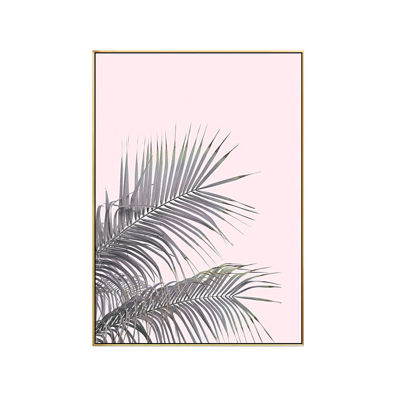 Avtoit | Canvas Pink Painting Tropical Style Leaves Wall Art Print, Multiple Sizes Options