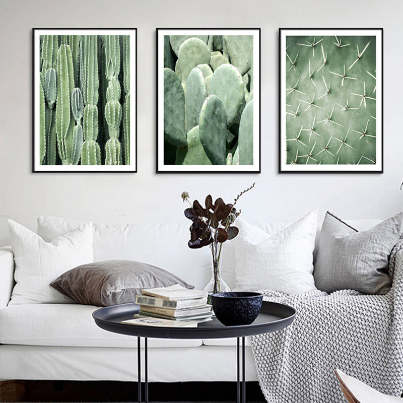 Avtoit | Cactus Signs Soft Color Canvas Wall Art Print Texture, Multiple Size Options