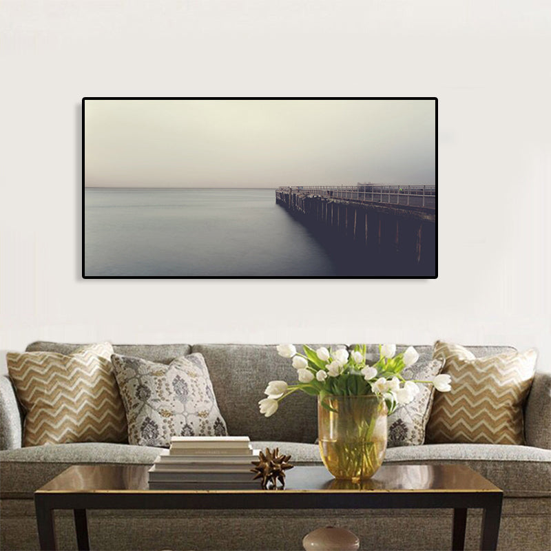 Avtoit | Light Color Sea View Painting Texture Wall Decoration Print for Guest Accommodations, Multiple Sizes