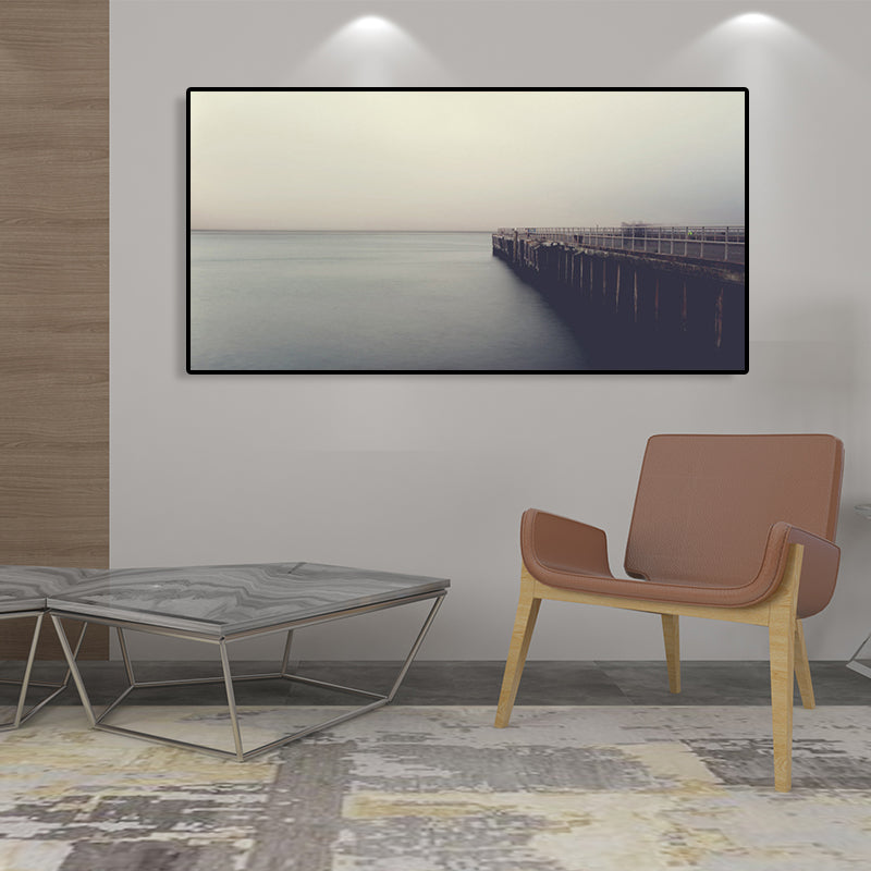 Avtoit | Light Color Sea View Painting Texture Wall Decoration Print for Guest Accommodations, Multiple Sizes