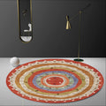 Avtoit | Retro Tribal Circles Pattern Carpet Yellow and Red Polyester Carpet Washable Pet Friendly Non-Slip Carpet for the Living Room